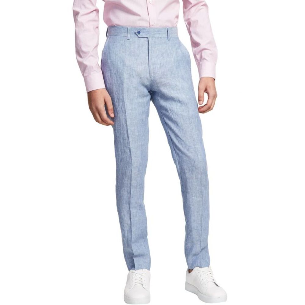 Bar III Mens Slim-Fit Linen Pants 30W x 30L Blue - NWT $135